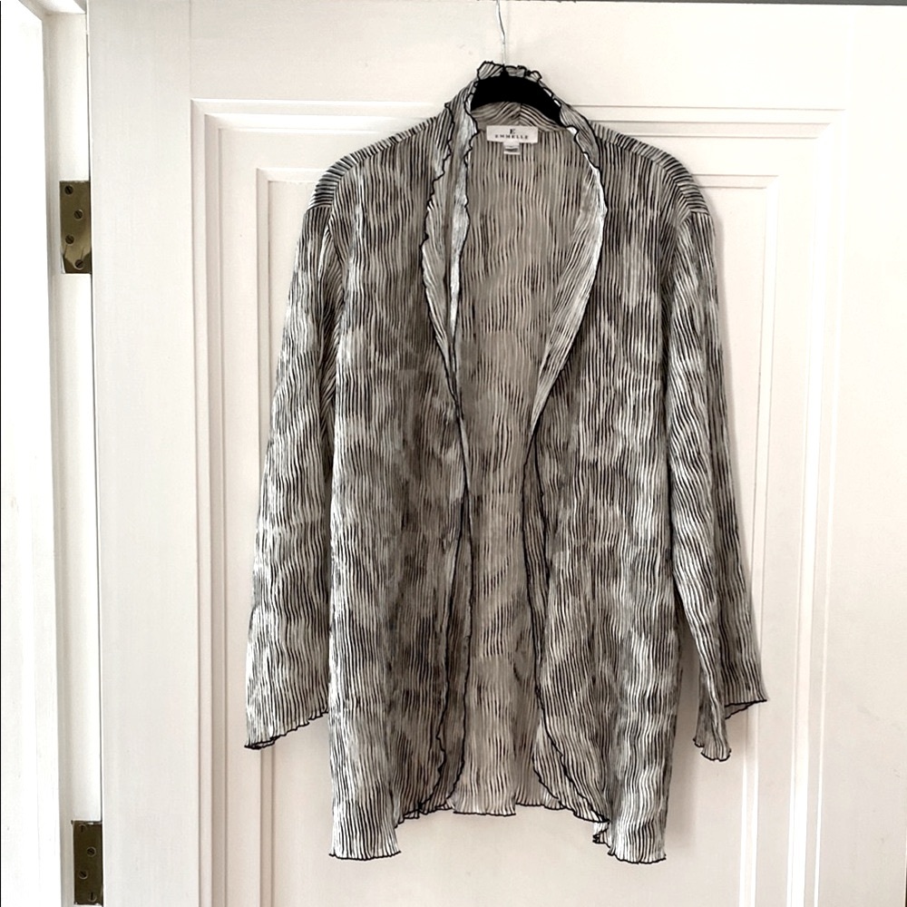 EMMELLE black/gray/white striped open jacket